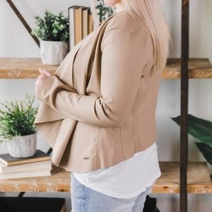 Faux Leather Open-Style Jacket